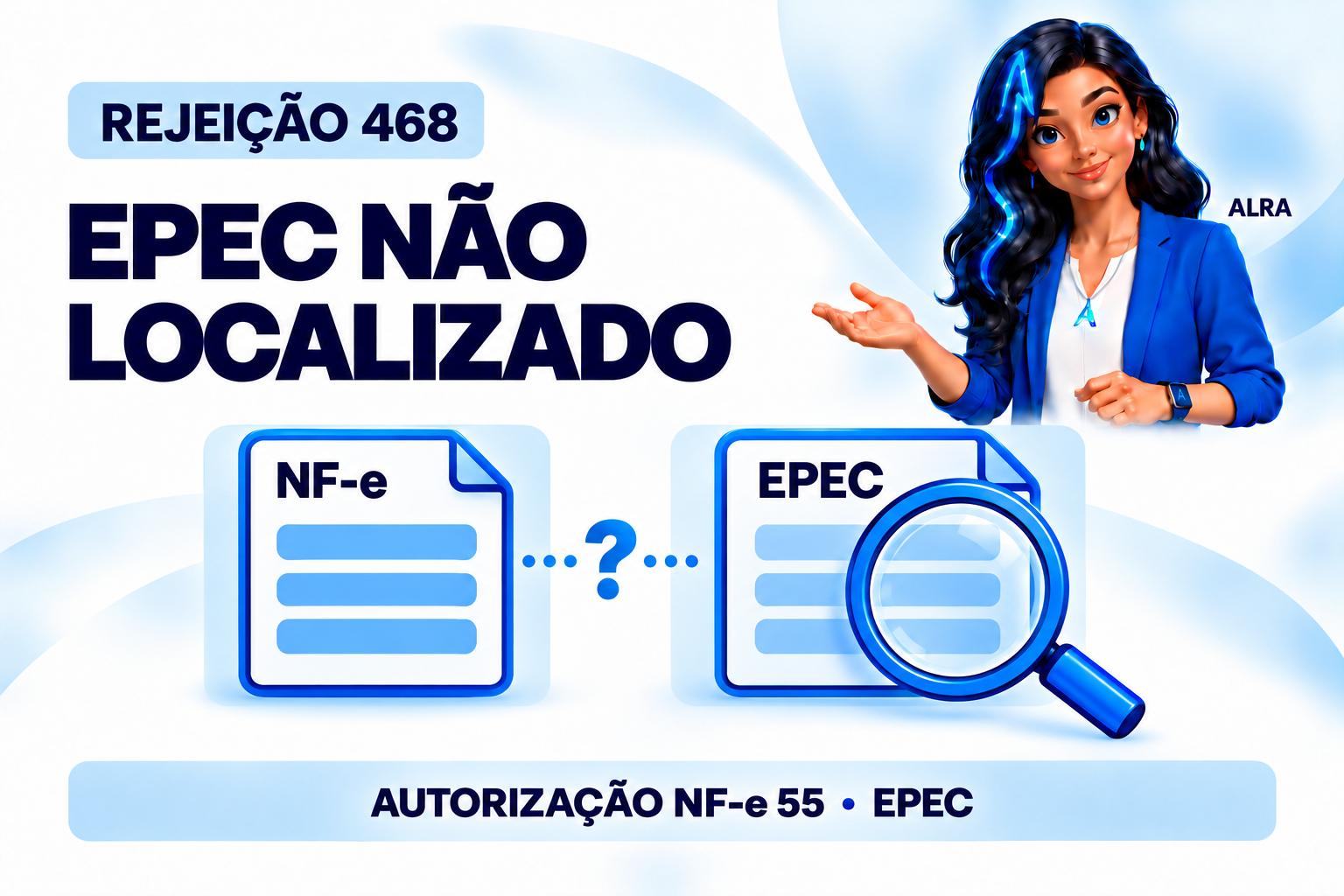 Capa ilustrada da ALRA: Rejeição 468: NF-e com tipo de emissão 4 sem EPEC correspondente.