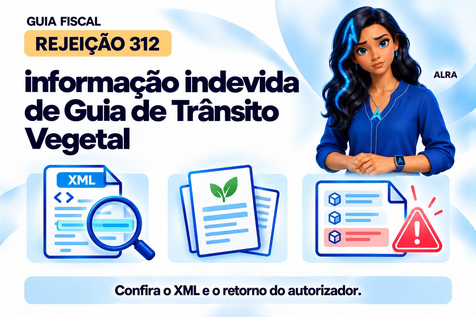 Capa ilustrada da ALRA: Rejeição 312: informação indevida de Guia de Trânsito Vegetal.
