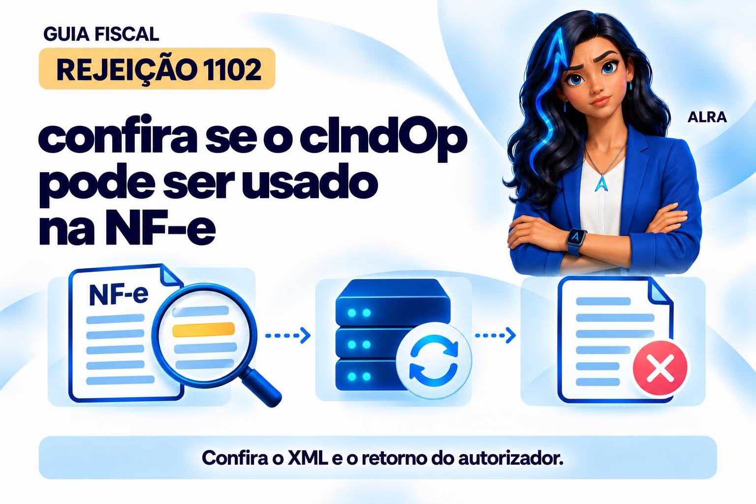 Capa ilustrada da ALRA: Rejeição 1102: confira se o cIndOp pode ser usado na NF-e.