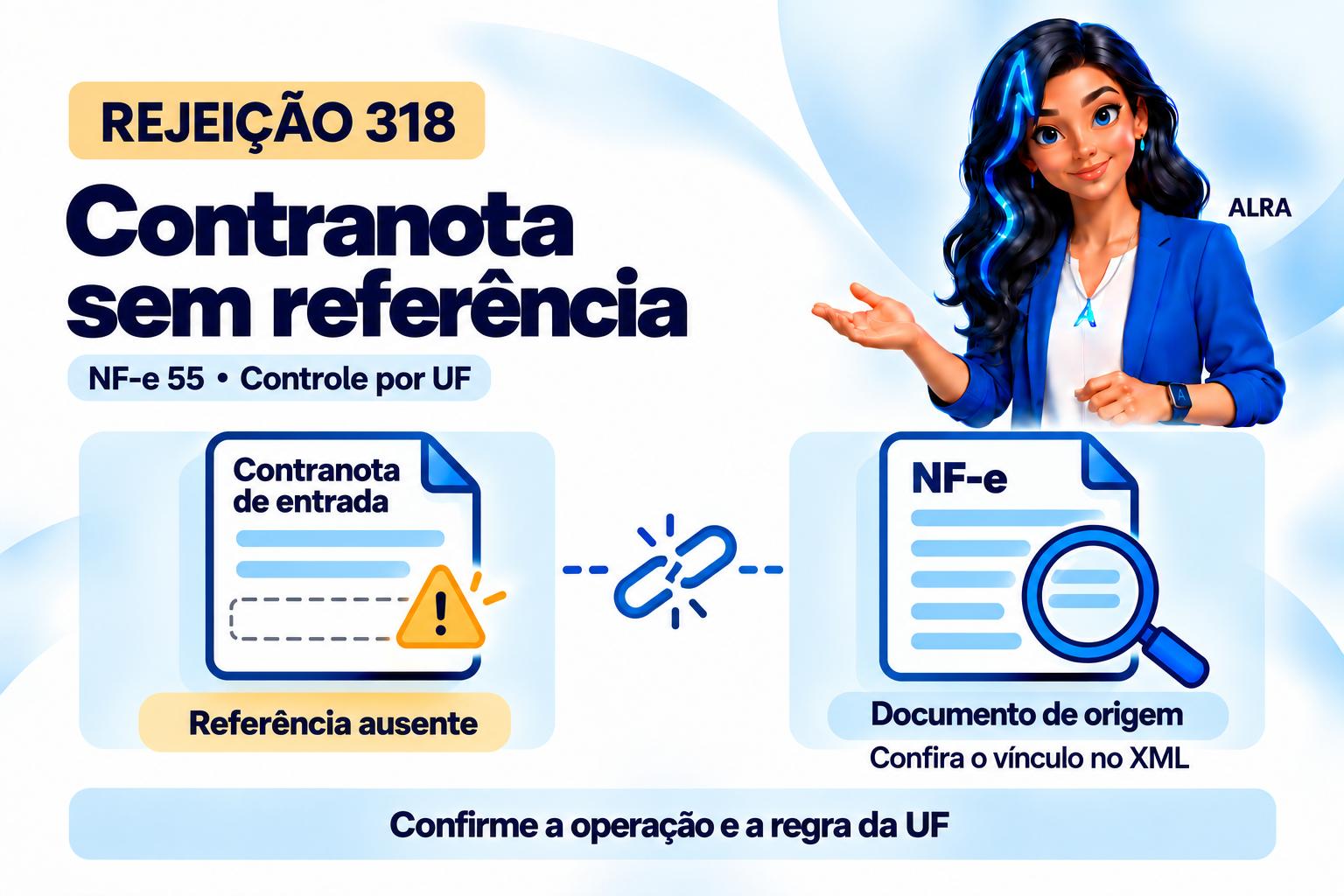 Capa ilustrada da ALRA: Rejeição 318: contranota de produtor sem nota referenciada.