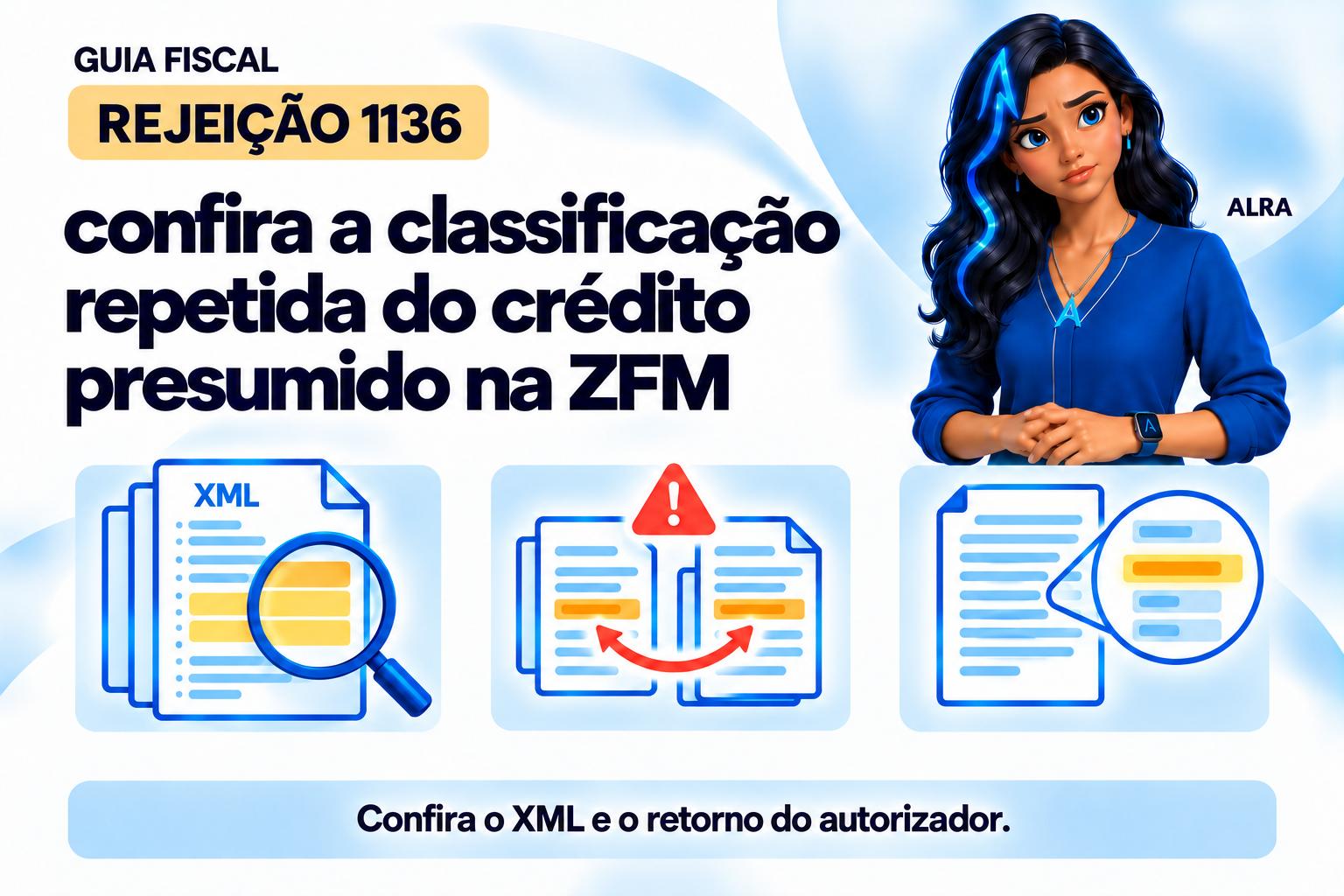 Capa ilustrada da ALRA: Rejeição 1136: confira a classificação repetida do crédito presumido na ZFM.