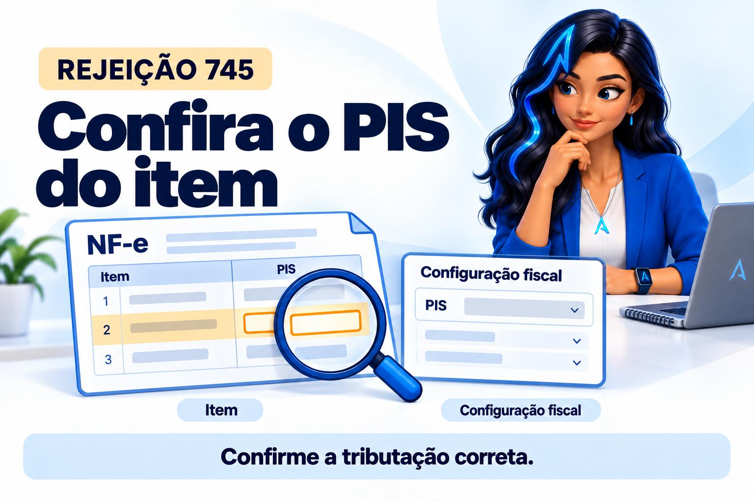 Capa ilustrada da ALRA: Rejeição 745: confira o grupo de PIS do item da NF-e.