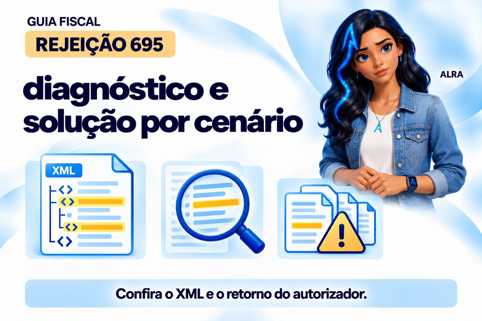 Capa ilustrada da ALRA: Código 695: diagnóstico e solução por cenário.