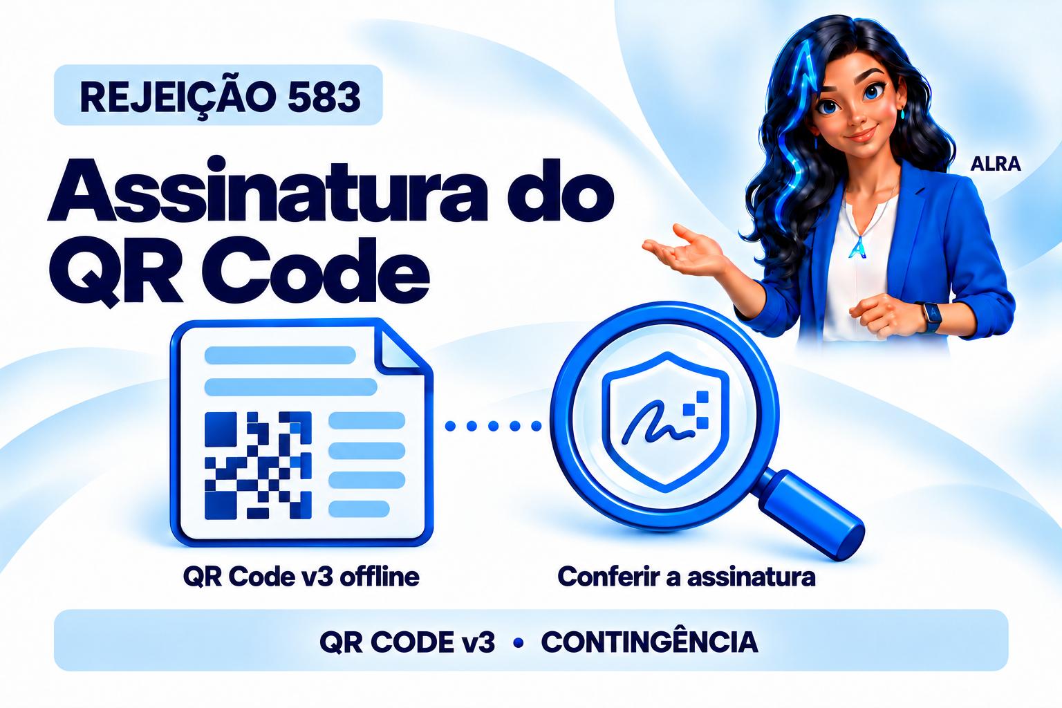 Capa ilustrada da ALRA: Rejeição 583: corrija a assinatura do QR Code de contingência.