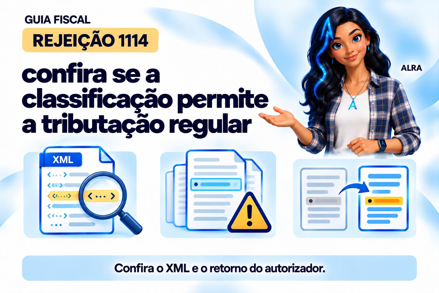 Capa ilustrada da ALRA: Rejeição 1114: confira se a classificação permite a tributação regular.