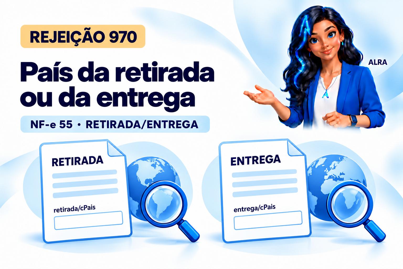 Capa ilustrada da ALRA: Rejeição 970: como corrigir o país da retirada ou da entrega.