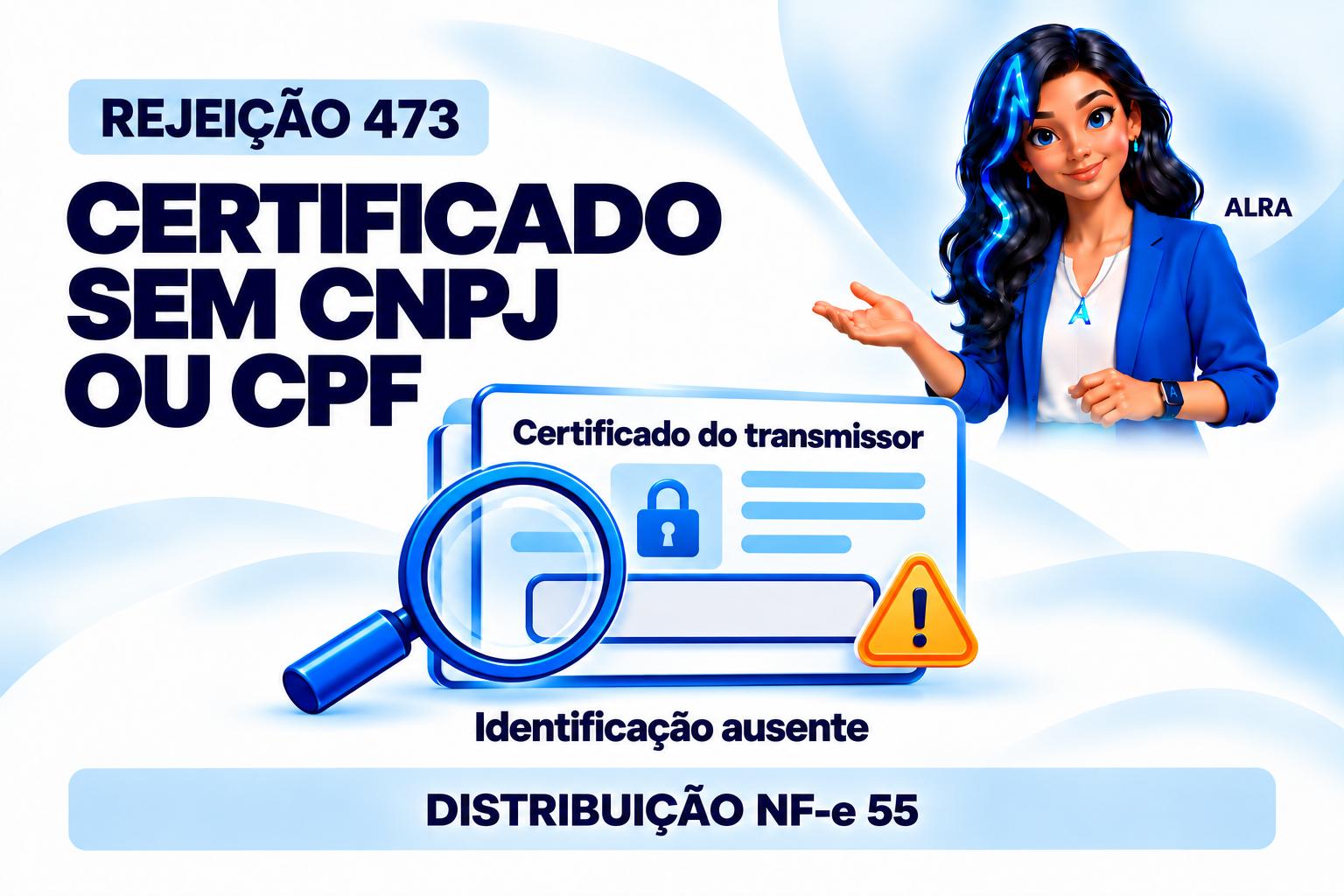 Capa ilustrada da ALRA: Rejeição 473: confira a identificação do certificado na distribuição de NF-e.