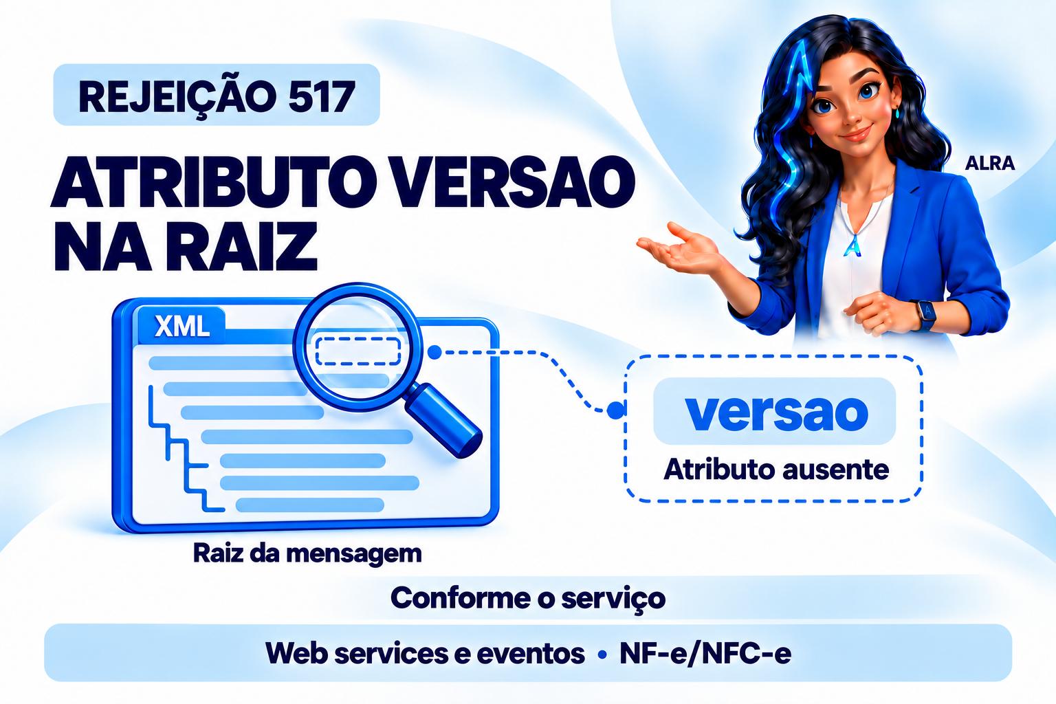 Capa ilustrada da ALRA: Rejeição 517: falta o atributo versao na raiz da mensagem fiscal.