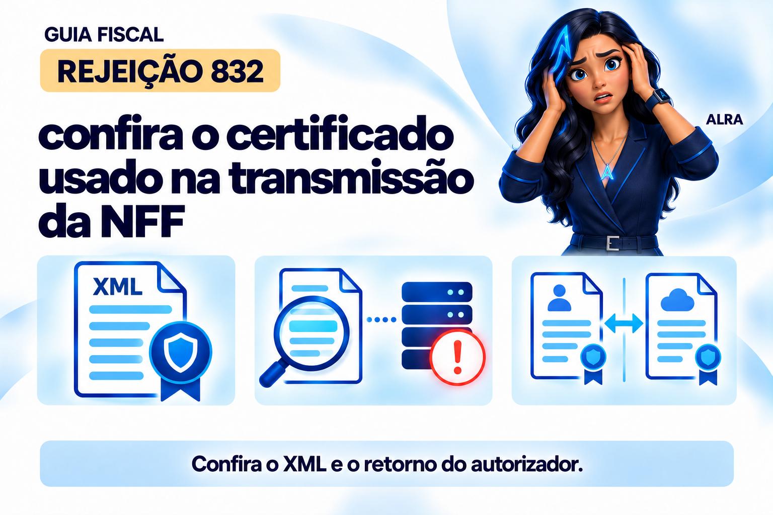 Capa ilustrada da ALRA: Rejeição 832: confira o certificado usado na transmissão da NFF.
