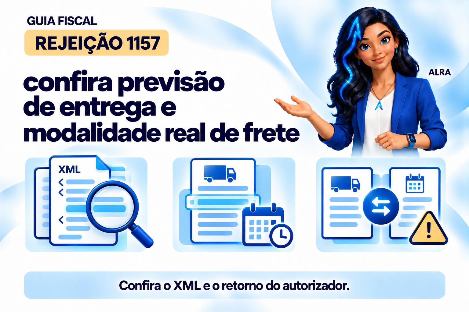 Capa ilustrada da ALRA: Rejeição 1157: confira previsão de entrega e modalidade real de frete.