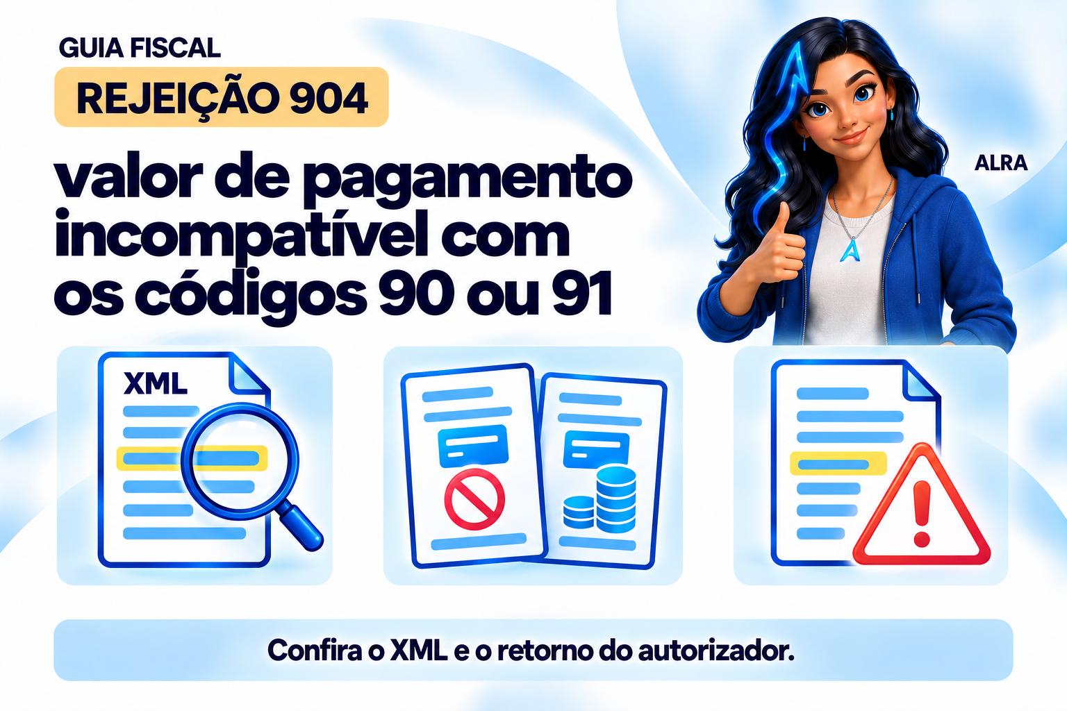 Capa ilustrada da ALRA: Rejeição 904: valor de pagamento incompatível com os códigos 90 ou 91.