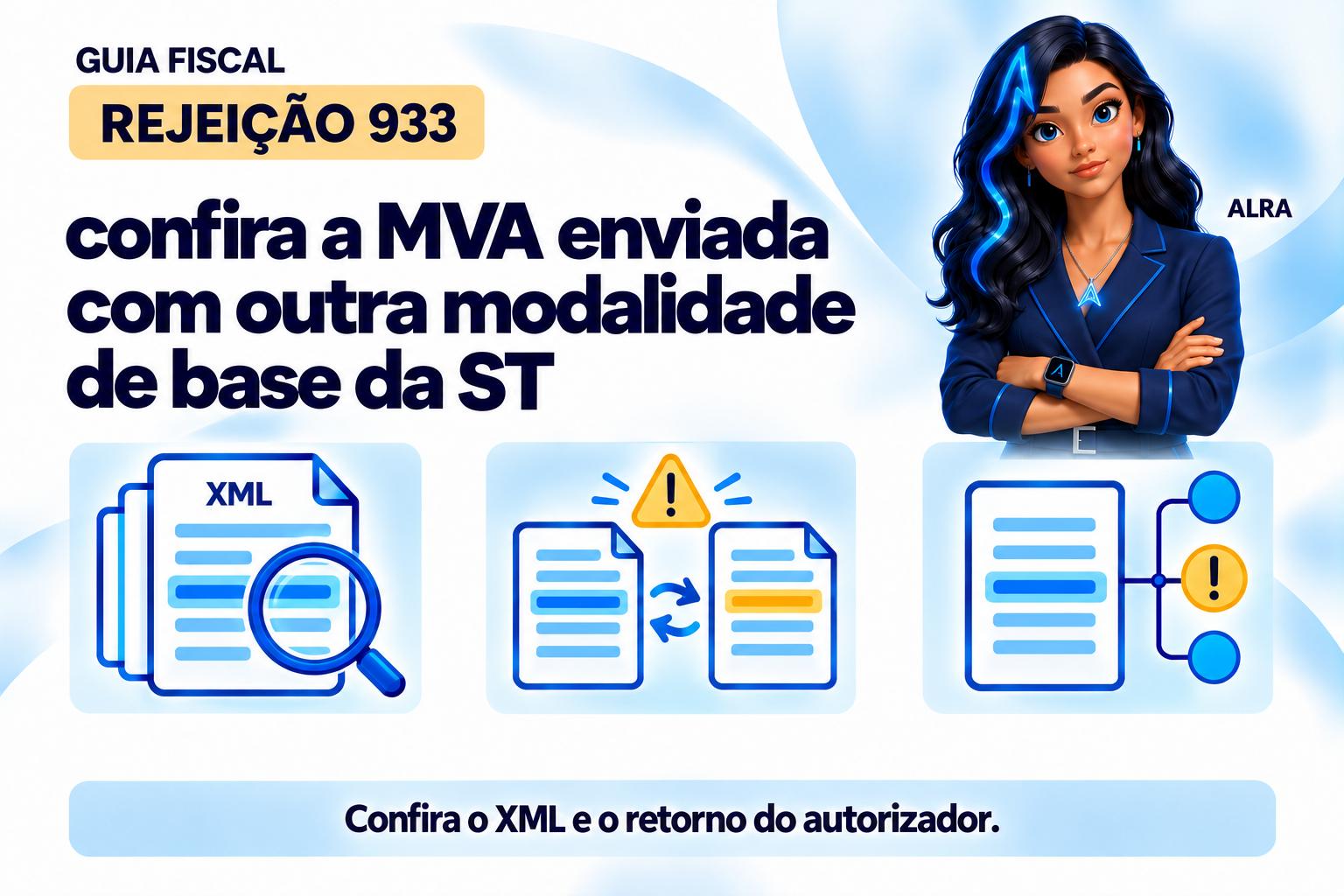 Capa ilustrada da ALRA: Rejeição 933: confira a MVA enviada com outra modalidade de base da ST.