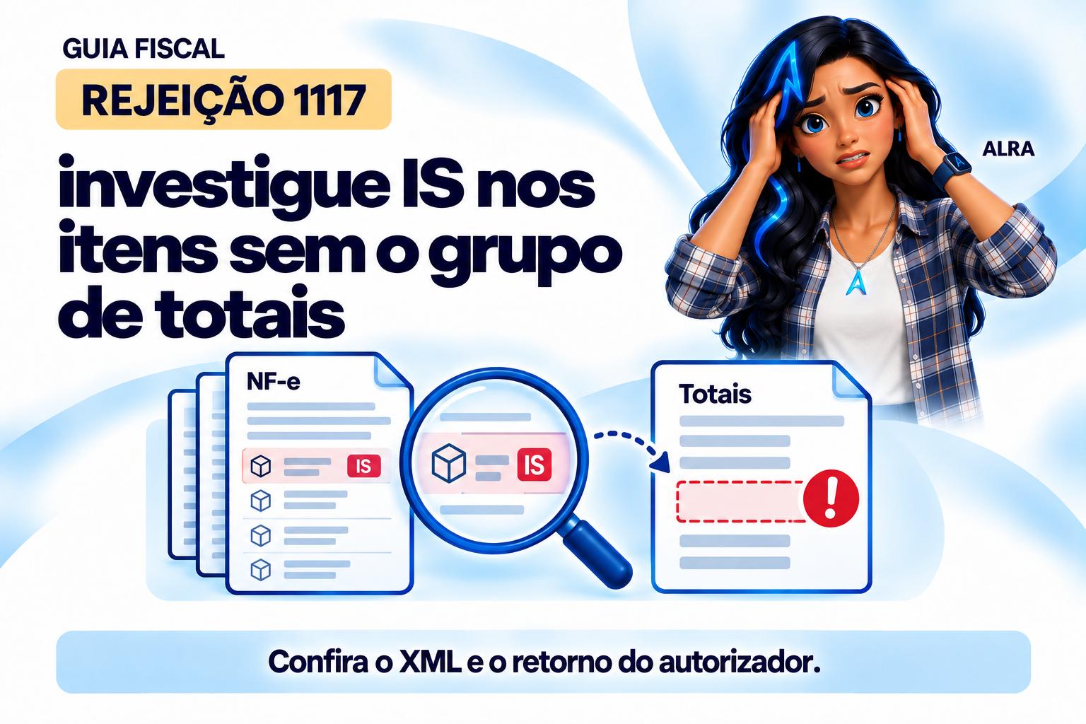 Capa ilustrada da ALRA: Rejeição 1117: investigue IS nos itens sem o grupo de totais.