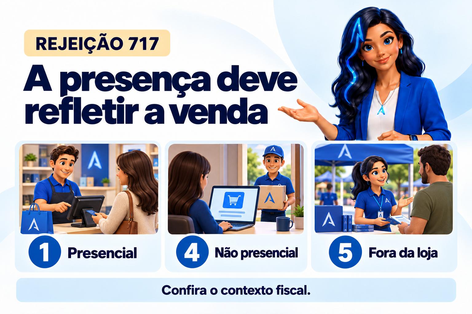 Capa ilustrada da ALRA: Rejeição 717: escolha o indicador de presença conforme a venda real.